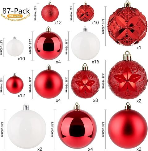 87-Pack Shatterproof Christmas Ball Ornaments Set, Christmas Tree Decorations with Hand-held Gift Package for Xmas Tree Holiday Wedding Party, Baby Blue in Saudi Arabia