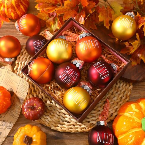 24 Pcs Thanksgiving Ball Ornaments for Tree 2.36 Inch Fall Plastic Hanging Ornaments Orange Ball Ornaments Thanksgiving Hanging Decorations for Fall Autumn Home Harvest Decor (Yellow,Orange,Wine Red) in Kuwait