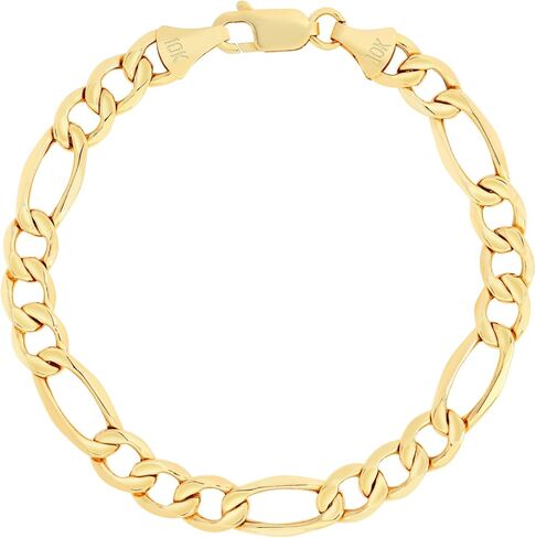 سوار سلسلة فيجارو من الذهب الأصفر عيار 14 قيراط من Nuragold/الأطوال 7 بوصة 7.5 بوصة 8 بوصة 8.5 بوصة 9 بوصة / العرض 3.5 مم 4.5 مم 5.5 مم 6.5 مم 7.5 مم / مجوهرات إيطالية الصنع للرجال والنساء in Saudi Arabia