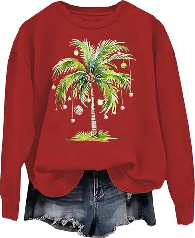 Christmas Sweatshirts for Women Cute Christmas Tree Graphic Sweatshirt Merry Christmas Shirts Xmas Holiday Pullover Tops in Kuwait