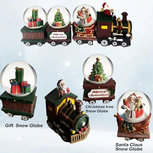 S/4 Christmas Snow Globe, Train and Santa Claus and Snowman Snowglobes Figurines, Snow Globes，Santa Snow Globe, Christmas Snow Globes, Christmas Decor in Saudi Arabia