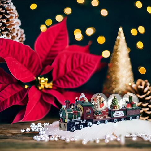 S/4 Christmas Snow Globe, Train and Santa Claus and Snowman Snowglobes Figurines, Snow Globes，Santa Snow Globe, Christmas Snow Globes, Christmas Decor in Saudi Arabia