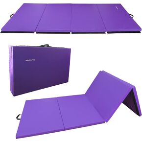 Signature Fitness 10ft x 4ft Four Fold Folding Exercise Mat with Carrying Handles for MMA, Gymnastics and Home Gym Protective Flooring, 2-inch Thick