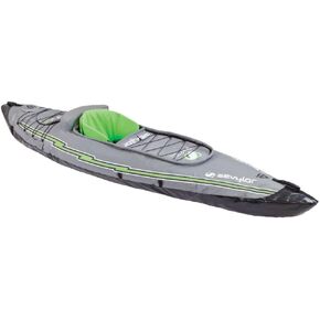 Sevylor QuickPak K5 24 Gauge PVC Polyester 1 Person Inflatable Kayak w/Hand Pump, Paddle, Double Lock Valves and Easy To Carry Backpack System, Gray