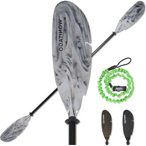 WONITAGO Angler Kayak Paddles Aluminum Paddle with Plastic Blades and Paddle Leash, Floating Adjustable Fishing Kayak Oars, 3 Piece, 230-250cm/90-98 inch