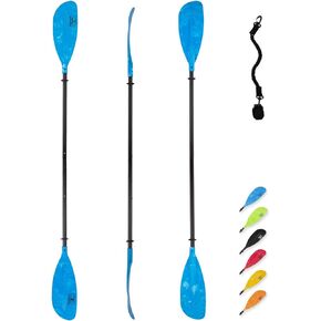 OCEANBROAD Adjustable Kayak Paddle 86in/220cm to 94in/240cm Kayaking Boating Canoeing Oar with Paddle Leash 1 Paddle