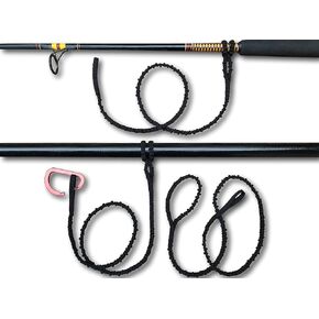 Made in The USA. Kayak Paddle/Rod/Gear Leash Now with Cinch Lock, 3 Black Leashes and 1 Carabiner. Built to Last.