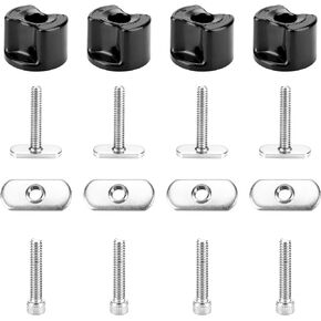 Kayak Track/Rail Mount Accessories, Kayak Hardware Kit Includes Convertible Knobs, 1-1/2'' T Bolts, Track Nuts, 1-1/4'' Socket Head Cap Screws, All Standard 1/4-20 Thread