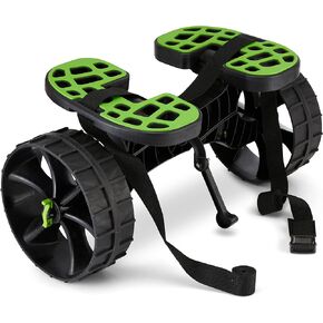 Ulticor Kayak Cart, Puncture-Free Wheels Assembles and Disassembles Within Seconds – Easy to Store – No Tools Required – All-Terrain Durable Kayak and Canoe Cart with Adjustable Straps (Green - Black)