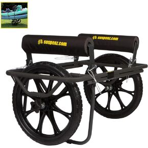 Suspenz Kayak Canoe Transport Cart, All-Terrain Super Duty Trolley Carrier with No-Flat Airless Wheels and Kickstand, 300 lb Load Capacity, Black (22-9908)