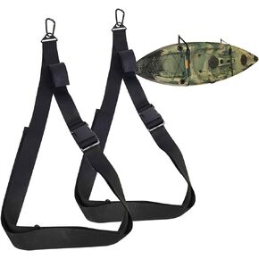 Kayak Wall Hanging Storage Strap Nylon Kayak Hoist Sling for Garage Indoor and Outdoor Kayak & SUP Paddle Board Hangers Comes with Carabiner Fully Adjustable Length & Easy Install