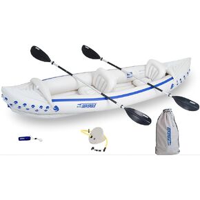 Sea Eagle SE370 Inflatable Sports Kayak -1-3 Person-Portable Stowable & Lightweight-with Seat(s), Paddle(s), Pump and Bag