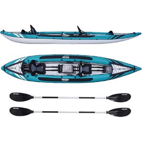 Driftsun Almanor نفخ الكاياك - نفخ جولة الكاياك - نفخ 1 و 2 شخص قوارب الكاياك للبالغين مع مقاعد مبطنة EVA، دعم الظهر العالي، المجاذيف، مضخة (1 شخص، 2 شخص، 2 زائد 1 طفل)