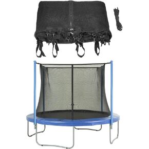 Machrus Upper Bounce Trampoline Net Replacement 7.5FT 8FT 9FT 10FT 12FT 13FT 14FT 15FT 16FT- Safety Net for Straight Poles/Arches Round Trampoline- Inside Enclosure with Straps- UV & Tear-Resistant