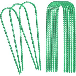 10"x2" Trampolines Wind Stakes Green Heavy Duty U Shape Steel Garden Stakes Ground Anchors with Sharp End for Camping Tent, Garden Staples, Trampoline Pins (12)