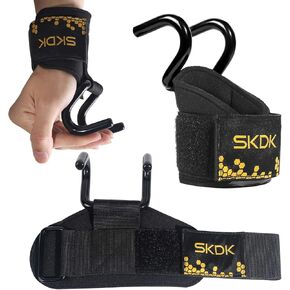 SKDK Cotton Hard Pull Wrist Lifting Straps Grips Band-Deadlift Straps with Neoprene Cushioned Wrist Padded and Anti-Skid Silicone - for Weightlifting, Bodybuilding, Xfit, Strength Training