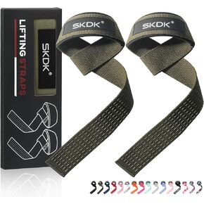 SKDK Cotton Hard Pull Wrist Lifting Straps Grips Band-Deadlift Straps with Neoprene Cushioned Wrist Padded and Anti-Skid Silicone - for Weightlifting, Bodybuilding, Xfit, Strength Training