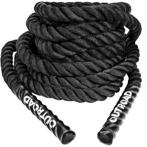 Heavy Battle Ropes 1.5 inch 30 ft- Polyester Workout Rope Full Body Workout Equipment for Crossfit Training, Home Gym or Fitness Exercise, Building Muscle, Black