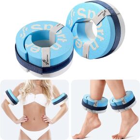 Foam Aquatic Cuffs Exercise Equipment: Sportneer Water Aerobics Float Ring with Detachable Velcro Pool Exercise Workout Set Water Ankle Buoyancy Ring Arm Belts for Swimming Pool Fitness Training