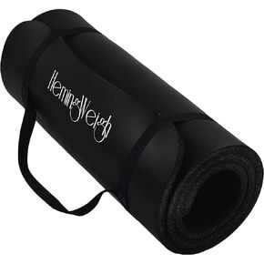 HemingWeigh Yoga Mat Thick, 1 Inch Thick, Non Slip Yoga Mat for Home Workout, Indoor and Outdoor Use, Black