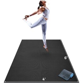 Gorilla Mats Premium Large Yoga Mat – 6' x 4' x 8mm Extra Thick & Ultra Comfortable, Non-Toxic, Non-Slip Barefoot Exercise Mat – Works Great on Any Floor for Stretching, Cardio or Home Workouts