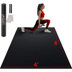 GymCope Large Exercise Mat for Home Workout,10'x6'/9'x6'/8'x6'/7'x5'/6'x4' (7mm) Extra Thick Workout Mat, High-Density Gym Mat for Cardio, Jump Rope, MMA, Weights (Shoe-Friendly)
