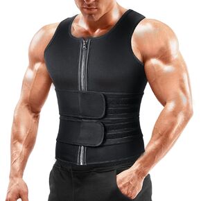 Sauna Vest Waist Trainer for Men - Mens Sauna Suit Double Sweat Belt Body Shaper for Belly Fat Slimming Gym Workout