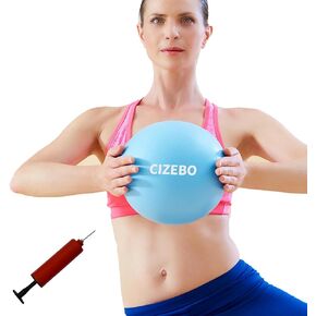 CIZEBO 8 inch Exercise Ball, Easy to Inflate Pilates Ball Core Ball Physical Therapy Ball with Needle Pump, Small Yoga Barre Ball for Home & Class Workout Fitness Workout