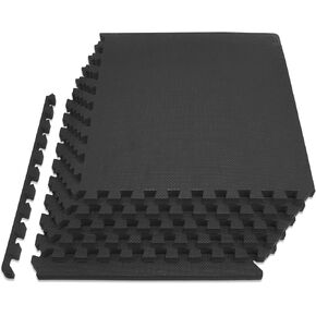 ProsourceFit Extra Thick Puzzle Exercise Mat 1", EVA Foam Interlocking Tiles for Protective, Cushioned Workout Flooring for Home and Gym Equipment, Blue 3-pack