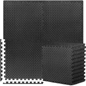 BEAUTYOVO Puzzle Exercise Mat with 12/24/48 Tiles Interlocking Foam Gym Mats, 24'' x 24'' EVA Foam Floor Tiles, Protective Flooring Mats for Gym Equipment