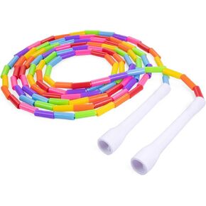 Beaded Kids Exercise Jump Rope - Segmented Skipping Rope for Kids - Durable Shatterproof Outdoor Beads - Light Weight and Tangle Free Exercise Training - Easily Adjustable Kids Jump Rope for Fitness