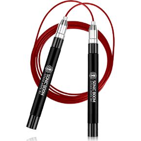 Sonic Boom M2 High Speed Jump Rope - Patent Pending Self-Locking, Screw-Free Design – Weighted, 360 Degree Spin, Silicone Grip with 2 Speed Rope Cables for Home Workout, & More