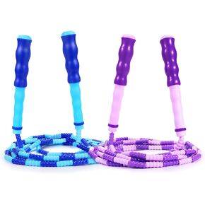 Supertrip Jump Rope Kids-Soft Beaded Skipping Rope Adjustable Tangle-Free Segmented Jumping Rope for Children and Students