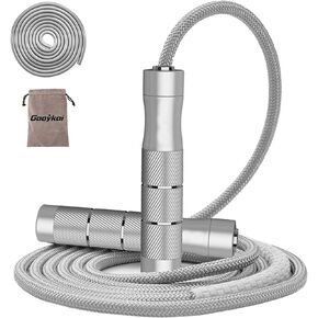 Gaoykai weighted jump rope Fitness for women men,1LB Tangle-free Skipping Rope for Muay Thai Training Crossfit workout Aluminum Handles Adjustable Length PVC Cord and Cotton Rope
