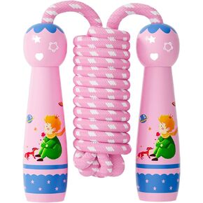 Jump Rope for Kids-Adjustable Cotton Braided Skipping Rope with Wooden Handle for Fitness Workout Exercise Outdoor Activity 8.2 Ft