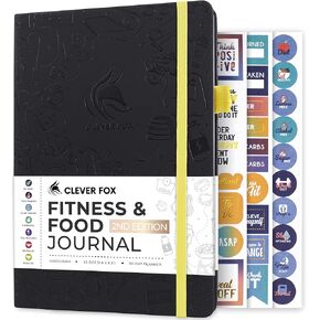 Clever Fox Fitness & Food Journal – Nutrition & Workout Planner for Women & Men – Diet & Gym Exercise Log Book with Calendars, Diet & Training Trackers - Undated, A5 Size, Hardcover (Apple Green)