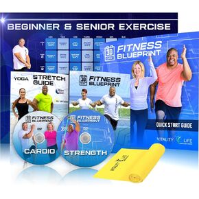 Exercise for Seniors & Beginners- Fun 30 day workout plan- Step by Step Comprehensive Package: 7 Workouts + Stretching Guide + Resistance Band + Easy to Follow Calendar. Get Energized & Stronger!