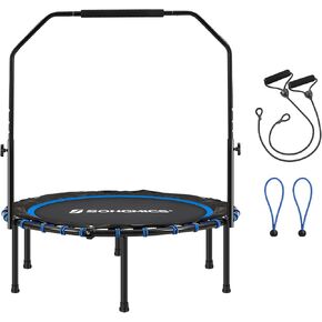 SONGMICS 40 Inches Mini Fitness Trampoline, Fitness Rebounder with Adjustable Handrail, Foldable Trampoline for At-Home Workout, Max. Load 264.6 lb in Kuwait