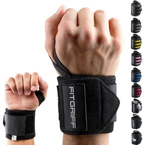 Fitgriff Wrist Wraps for Weightlifting (1 Pair/ 18 inch) - Workout Equipment for Gym, Bench Press, Pushups - Wrist Support for Men and Women