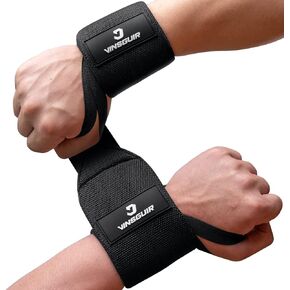 VINSGUIR Elastic Wrist Straps for Weightlifting and Working Out, Breathable Wrist Wraps with Thumb Loop and Left/Right Tabs, Wrist Brace for Wrist Support and Protection, Men and Women (Pair)