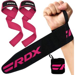 RDX Weight Lifting Wrist Wraps with Gym Straps, Elasticated 18" Cotton Wrap, 60CM Anti Slip Workout Strap Support, Bodybuilding Deadlifting Powerlifting Fitness Gymnastics Strength Training, Men Women