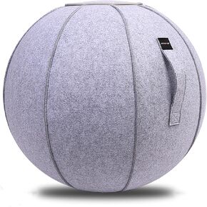 65cm Sitting Ball Chair for Office, Dorm, and Home, Pilates Exercise Yoga Ball with Cover, Lightweight Self-Standing Ergonomic Posture Activating Exercise Ball Solution with Handle and Pump