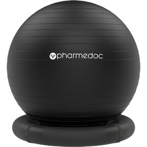 Pharmedoc Yoga Ball Chair, Exercise Ball Chair with Base & Bands for Home Gym Workout, Pregnancy Ball, Birthing Ball, Stability Ball & Balance Ball Seat, Exercise Equipment