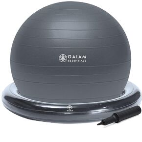 Balance Ball & Base Kit, 65cm Yoga Ball Chair, Exercise Ball with Inflatable Ring Base for Home or Office Desk, Includes Air Pump
