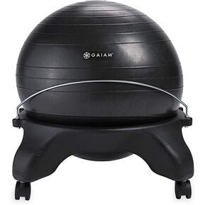 Gaiam Classic Backless Balance Ball Chair – Exercise Stability Yoga Ball Premium Ergonomic Chair for Home and Office Desk with Air Pump, Exercise Guide and Satisfaction Guarantee