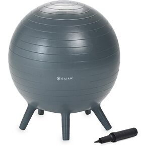 Gaiam Kids Stay-N-Play Children's Balance Ball - Flexible School Chair Active Classroom Desk Alternative Seating | Built-In Stay-Put Soft Stability Legs, Includes Air Pump, 52cm, Grey in Kuwait