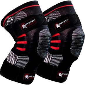 Dark Iron Fitness Knee Brace for Weightlifting – Large, Padded, Stabilizing Compression Sleeves for Powerlifting and Weight Training – Black