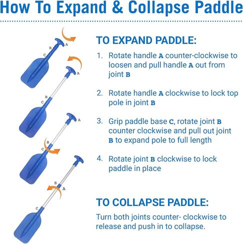 Boat Paddle Telescoping Plastic Collapsible Oar, Kayak, Jet Ski, Rafting, Mini Canoe Paddles, Tubing Floats, Rowing Safety Accessories for Kids and Adults in Saudi Arabia