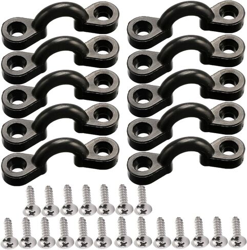 Borogo Kayak Pad Eye Kit, 10PCS Nylon Bungee Deck Loops Tie Down Pad Eye with 20 Screws for Boat Kayak Deck Rigging Kit in Kuwait