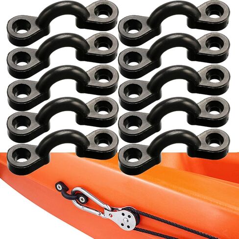 Borogo Kayak Pad Eye Kit, 10PCS Nylon Bungee Deck Loops Tie Down Pad Eye with 20 Screws for Boat Kayak Deck Rigging Kit in Kuwait